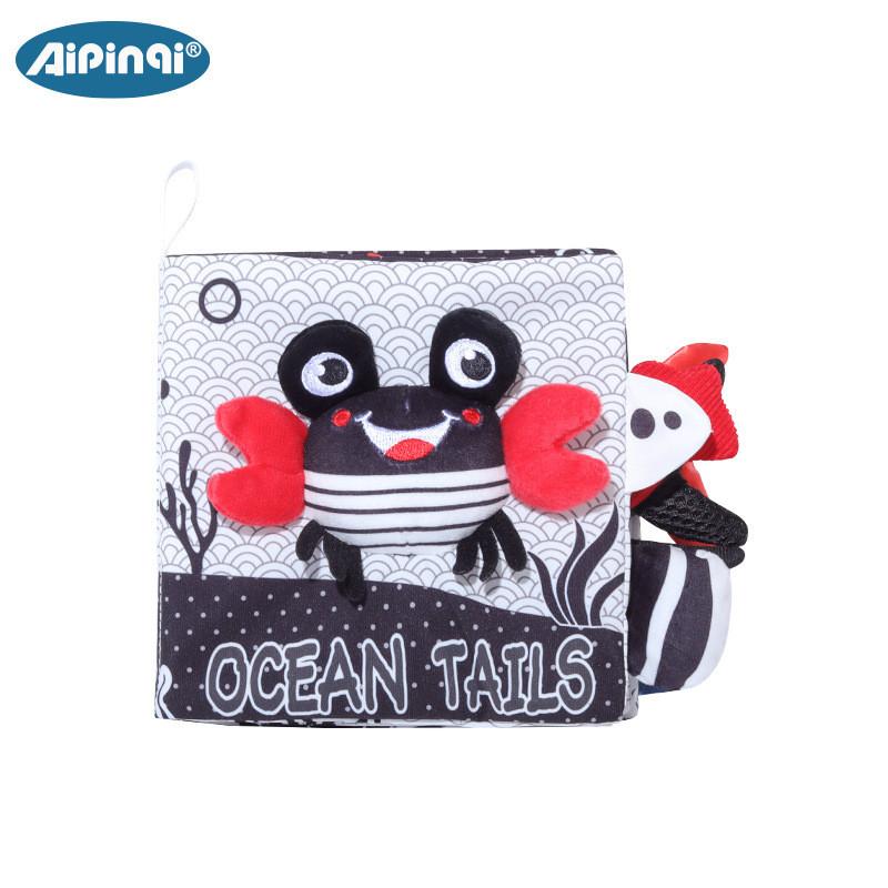 

Тканевая книга с хвостиками животных для малышей с дизайном краба, коалы, панды для младенцев и малышей Crab