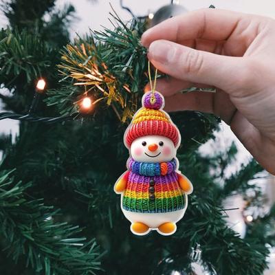 Yousheng Snowman Christmas Ornaments Personalized 2D Acrylic Xmas Tree Decorations Hanging Snowman Ornaments for Holiday Party Decor Gifts