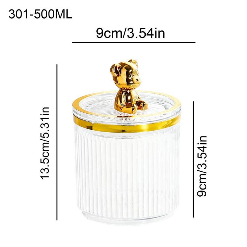 Luxury Bear Cotton Pad Organizer Bathroom Storage Box For Cotton Swabs Toothpick Cosmetics Jewelry Makeup Remover Pad Container