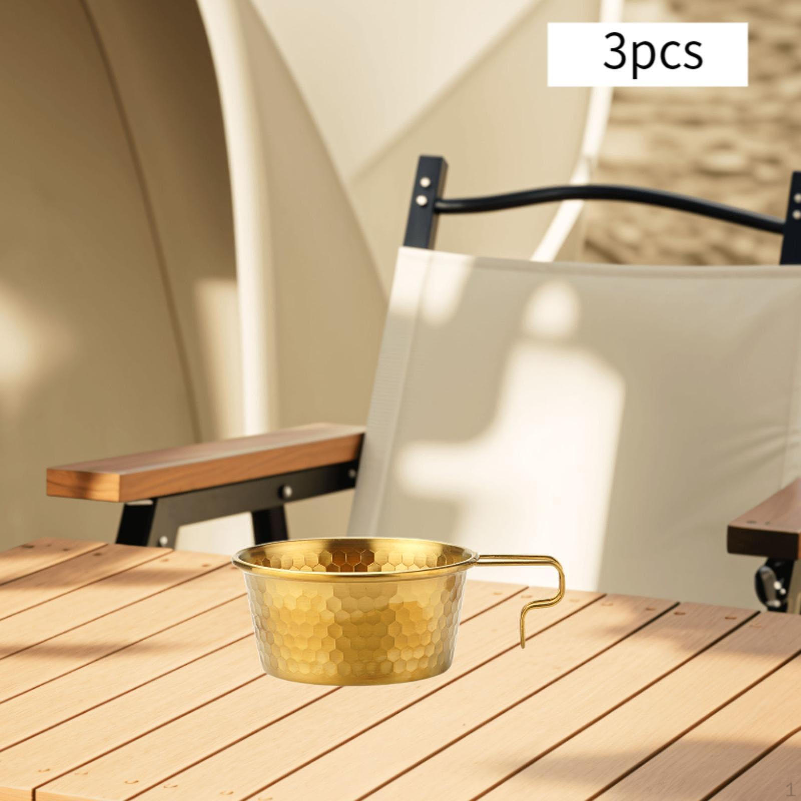 

3 шт. Кемпинговая миска с ручкой для еды Шираз для рыбалки на пляже золотистый