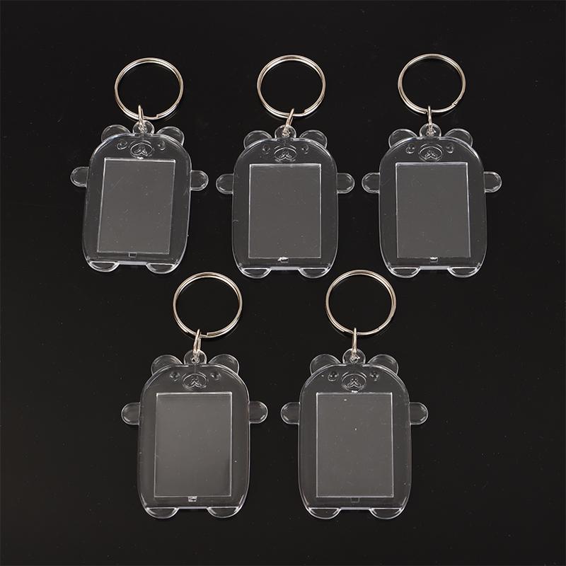 5Pcs Clear Bear Acrylic Blank Photo Frame Keychain Insert Photo Picture Frame Key Holder Diy Picture Frame Keyring Bag Pendant