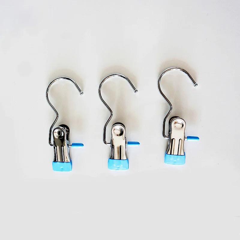 10Pcs Stainless Steel Laundry Hooks Boot Clips, Portable Hanging Pins, Heavyduty Closet Organizer Hangers, Home Travel Hangers