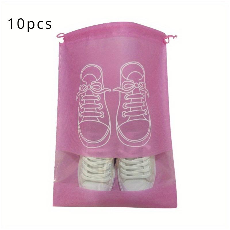 10pcs Ultra-Lightweight Waterproof Transparent Non-Woven Shoe Storage Bags for Travel & Home Organization
