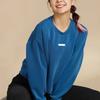 Li Ning Fitness Series Reflective Three-Dimensional Solid Color Loose Pullover Sweatshirt Women sweatshirt New-Denim-Blue AWDT128-3