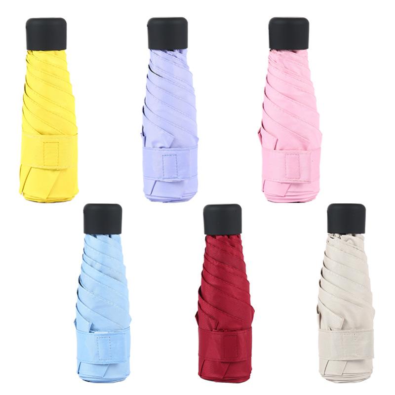 Girls Pocket Flat Mini Umbrella Portable 5 Folding Umbrella Rain Women Black Coating Parasol Travel Sun UV Umbrellas Sombrilla