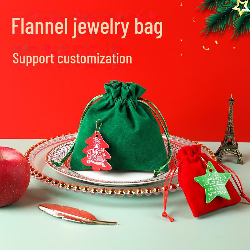 Christmas Flannel Gift Bag: Red Drawstring Bag for Candy, Peace Fruit, and Wedding Favors