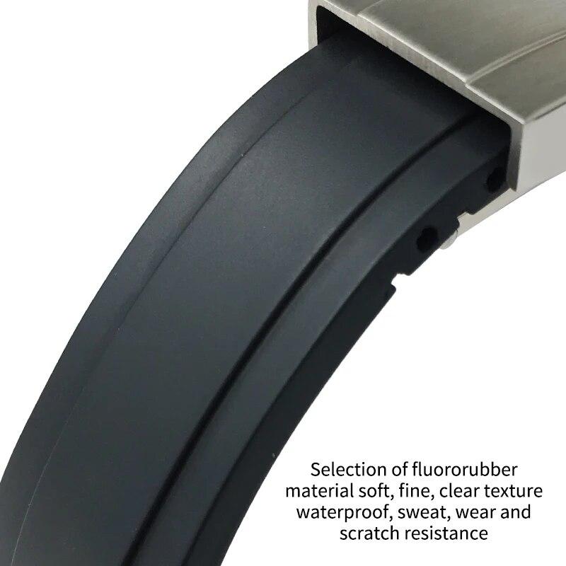 20mm vysoce kvalitní gumový pásek na hodinky pro roli Daytona GMT Submariner GMT OYSTERFLEX černý náramek vodotěsný pásek na hodinky