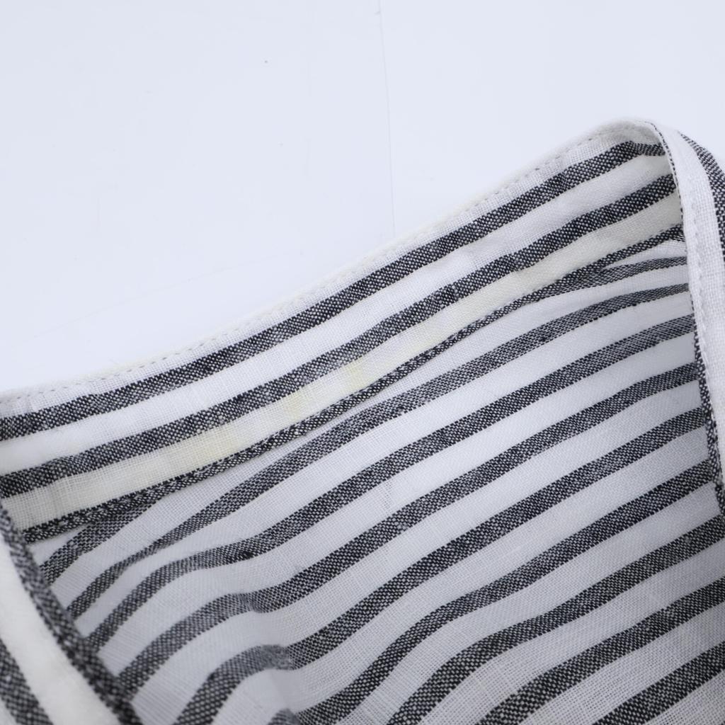 JOURNAL STANDARD 24-040-400-5010-1-0 Striped Linen Band Collar Gathered Shirt Dress *There Is No Size Notation. White / blackUsed