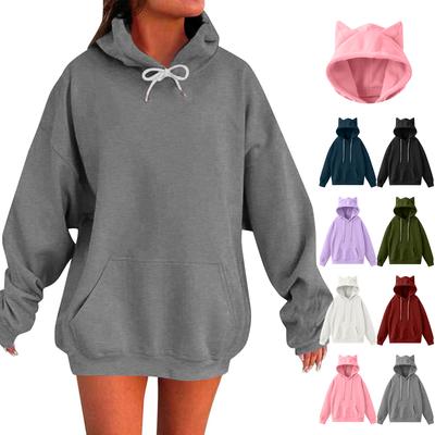 Women's Fashion Casual Long Sleeve Color Hooded Sweatshirt Tops