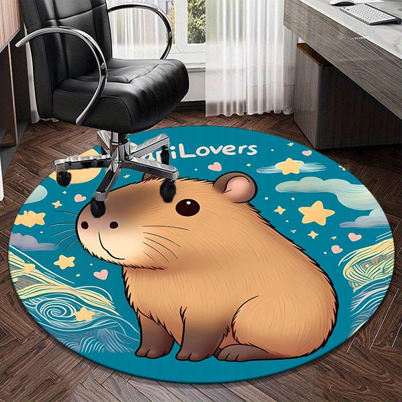 Bear Friends Greeting round carpet Chair cushion Round Entryway Rug, Soft Round Rugs for Living Room, Bedroom, Circle Carpet decor gifts