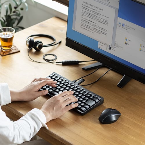 Sanwa Supply Compact keyboard with USB hub SKB-KG3UH3BK Black