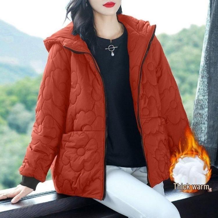 

Warm Winter Jacket Trendy Autumn Coat Plus Size Women Cotton Short L below 120 jin оранжевый