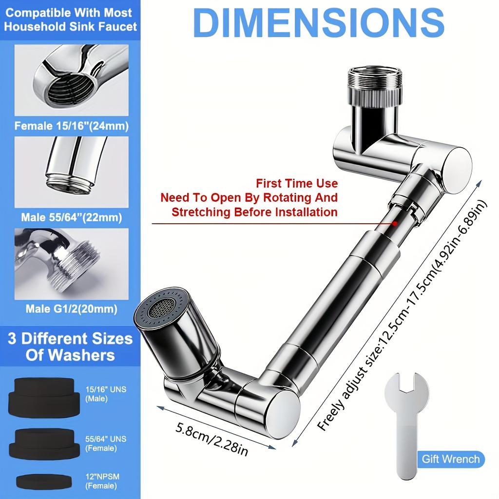 Mechanical Arm Universal Faucet Extender, Rotatable Faucet, Washbasin, Multifunctional Joint, Splash Proof Device