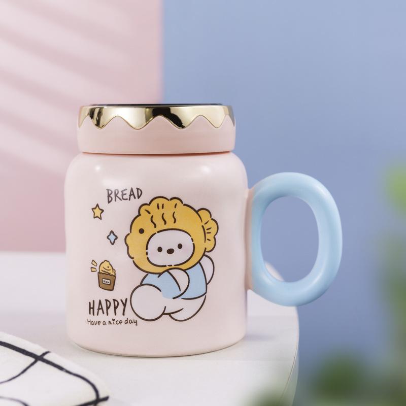 Creative Cartoon Bear Ceramic Cup Home Office Cup Couple Mug Store Celebration Souvenir Mirror Water Cup