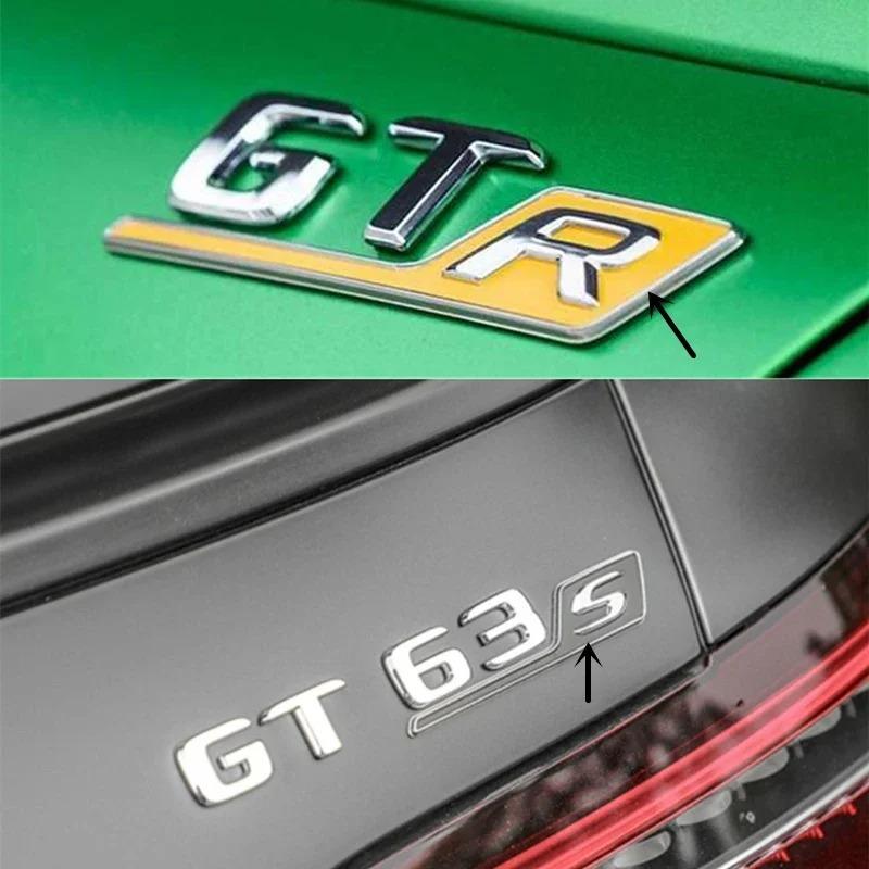 1Pc Car Styling New Long S R Letter Trunk Emblem Logo Badge Sticker For GTR GTS C63S E63S GLC63S GLE63S