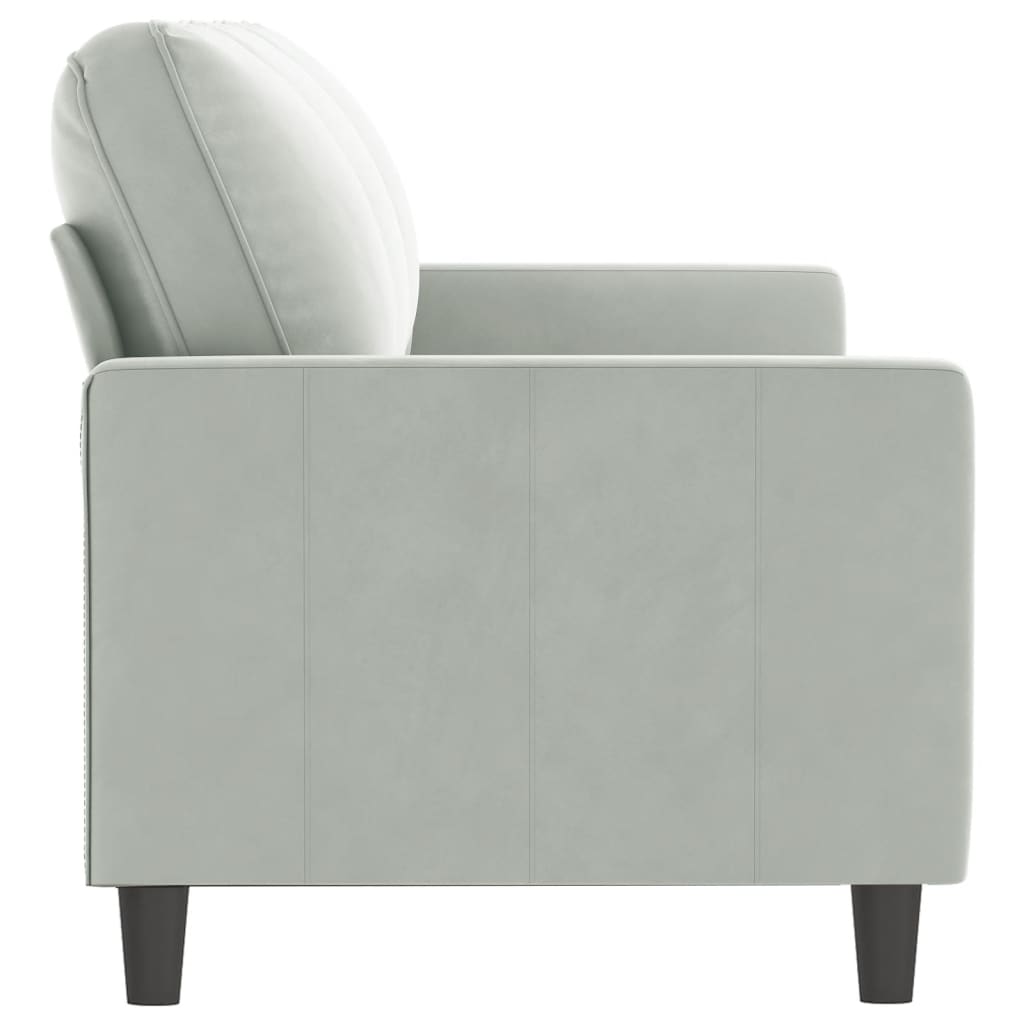 Vidaxl 3-Seater Sofa, Light Grey, 180 Cm, Upholstered In Velvet