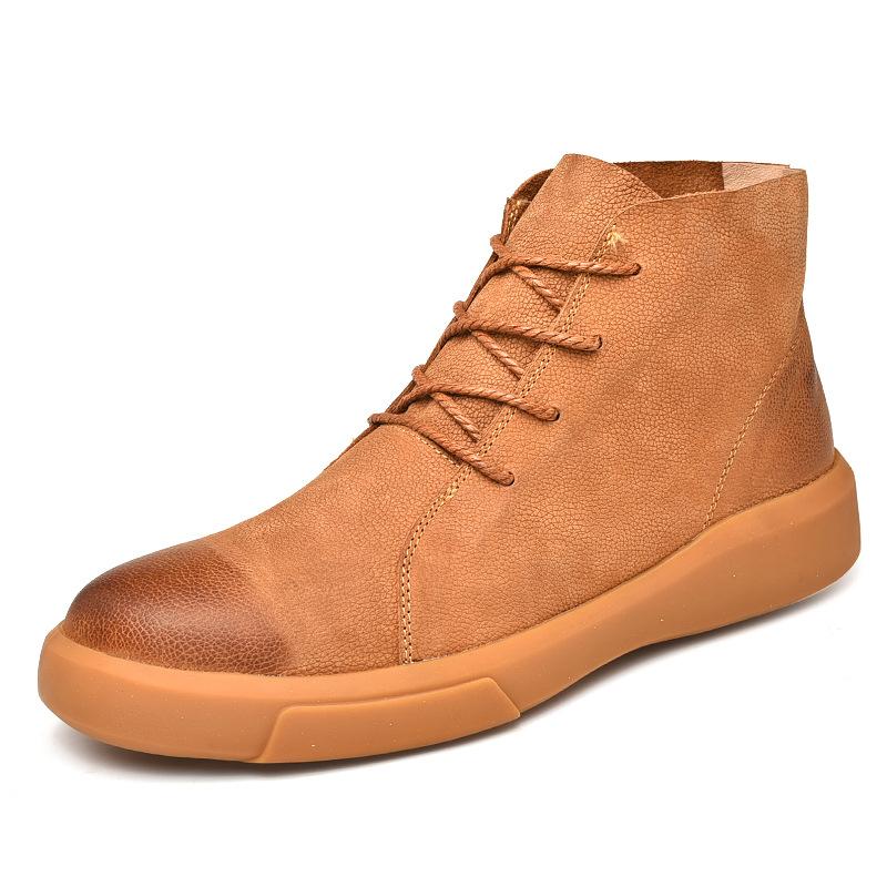 

Large size Martin boots men s British style real cow leather shoes men s retro autumn and winter high-top casual shoes Korean version trend 47 коричневий