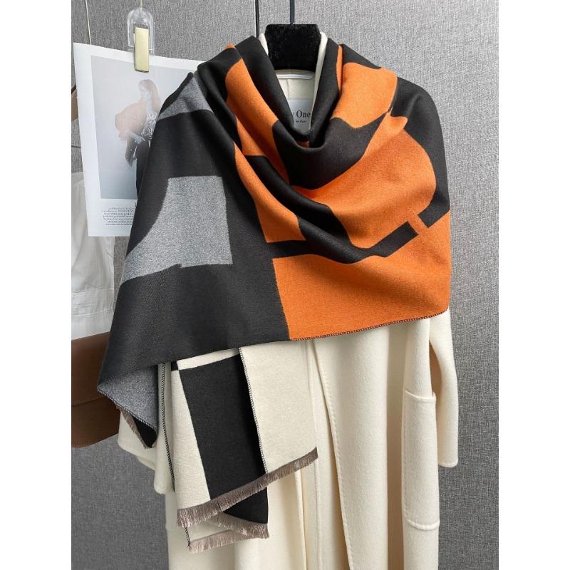 Fashionable Thick Faux Cashmere Plaid Scarf For Winter Warmth