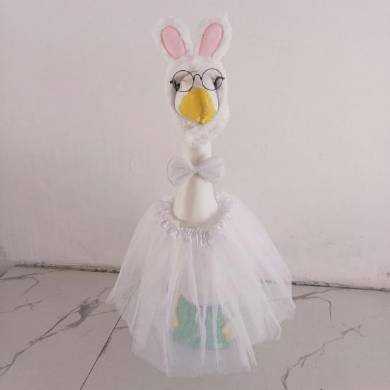 1 Set Porch Goose Bunny Outfit Easter Bunny Goose Costume Rabbit Ear Hat Bow Tie Dress Clothes for 23 Inch High Cement or Goose Lawn Yard Decor