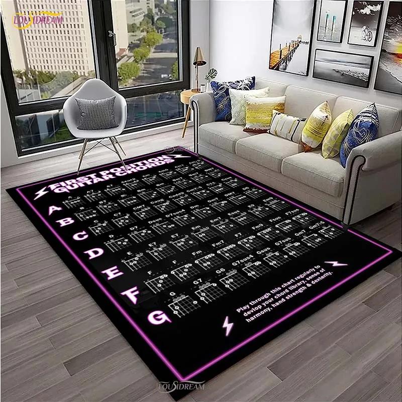 Muziek Basis Gitaar Akkoord Theorie Grafiek Piano Tapijt voor Woonkamer Slaapkamer Vloerkleden Keuken Antislip Vloermat Alfombra Verjaardagscadeau