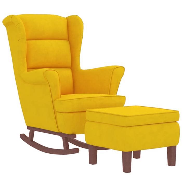 VidaXL Chaise à Bascule avec Pieds en Bois et Tabouret Fauteuil de Salon Relaxation Meuble de Salle de Séjour Chambre 3121237