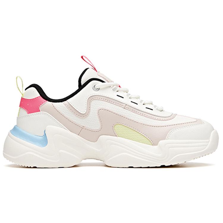 New Anta Life Collection Cushioning Anti-Slip And Wear-Resistant Low-Top Chunky Sneakers Women's White Black Pink 92938862-9