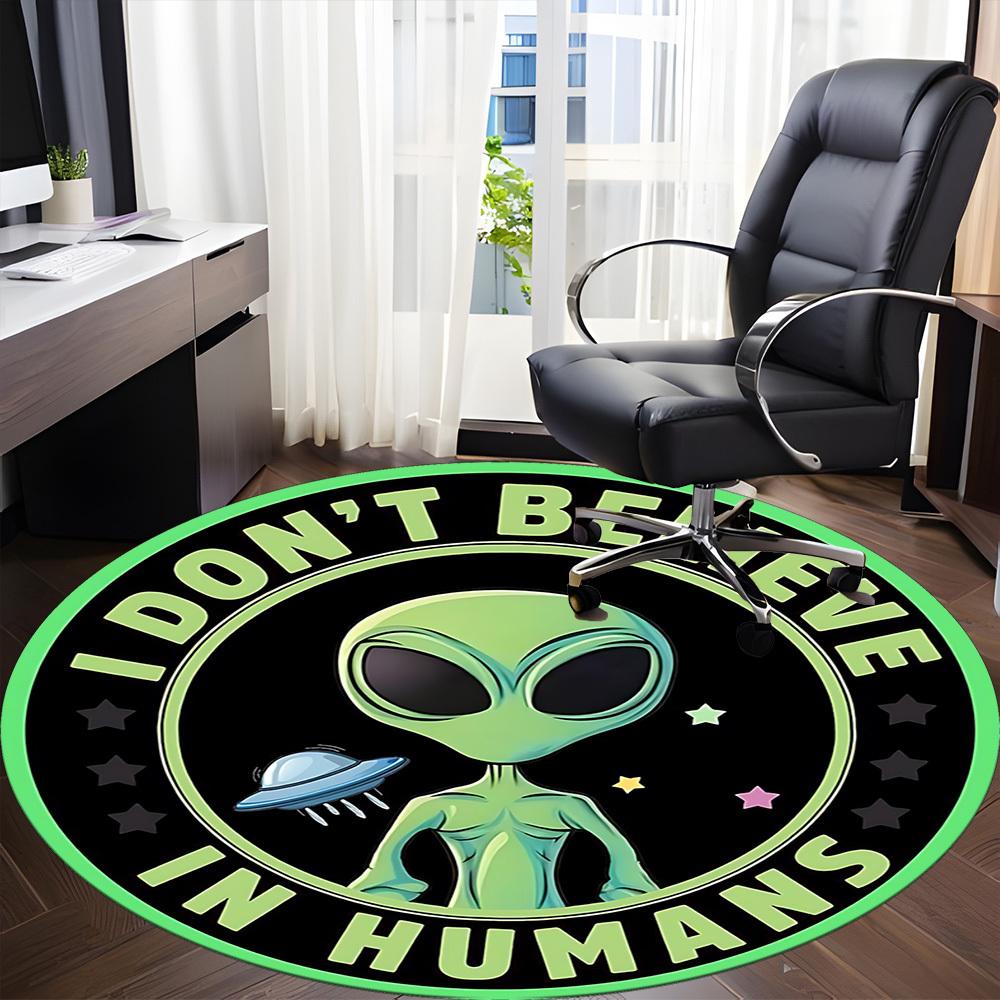 1PC Alien Pattern Chair Carpet for Office, Indoor Non-Slip Washable Carpet, Soft Comfortable Mat For Office Room yy250930082