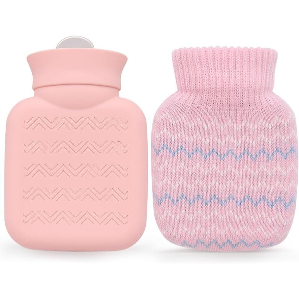 320ml Mini-Wärmflasche mit Strickbezug, geeignet für Taille, Rücken, Nacken und Schultern. Kleine und auslaufsichere Wärmflasche