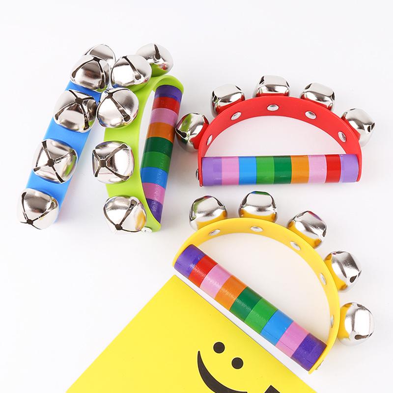 Half-Round Wooden Leather Hand Rattle: Orff Music Toy for Infant & Toddler Education