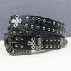 Rivet Belt Decorative Cross Niche Retro Versatile Wide Belt Punk Hot Girl Pin Buckle Western Denim