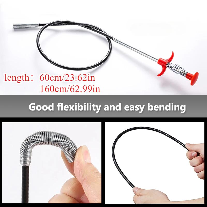 Federrohr-Reinigungsgeräte, Abflussspirale, Abflussreiniger-Sticks Verstopfungsentferner Reinigung Haushalt für Küche Biegebares Spülenbeckenwerkzeug