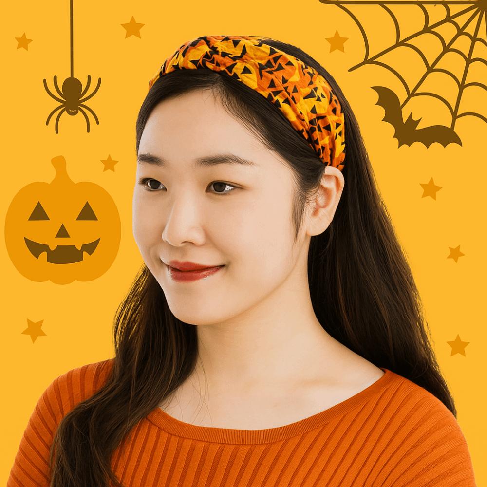 Horrible Pumpkin Head Headband Gothic Halloween Hair Hoop Exaggerated Ghost Print Hairband  Party