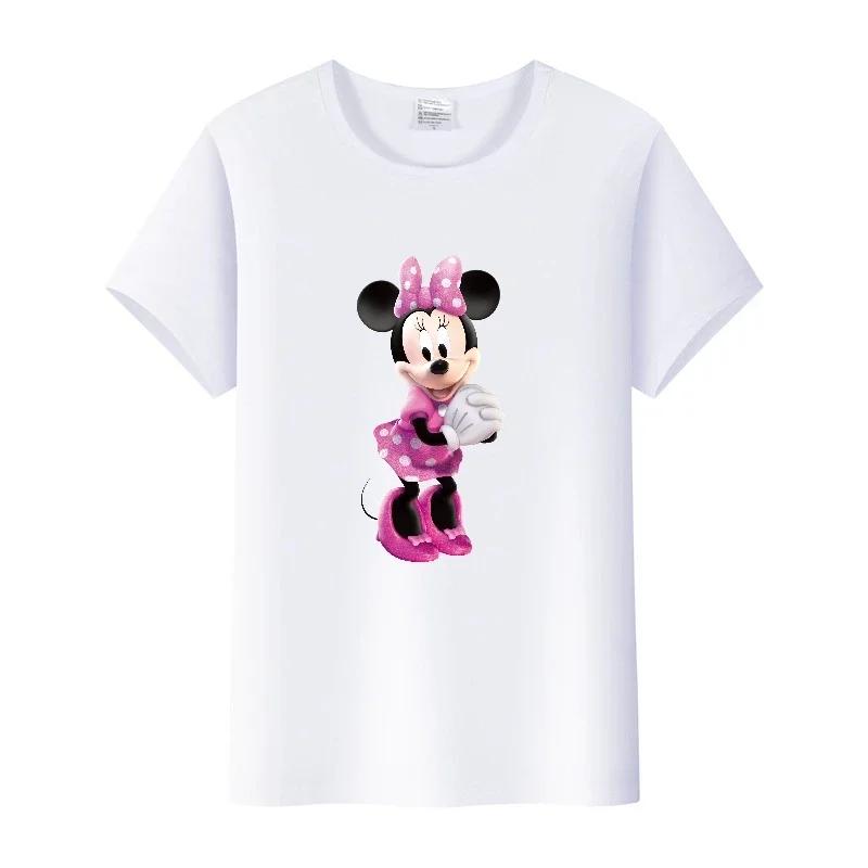 Casual Cartoon Minnie Summer Blouses T-shirt White 2000s Tees Tshirt Mickey Mouse Tops Oversized Clothes Unisex