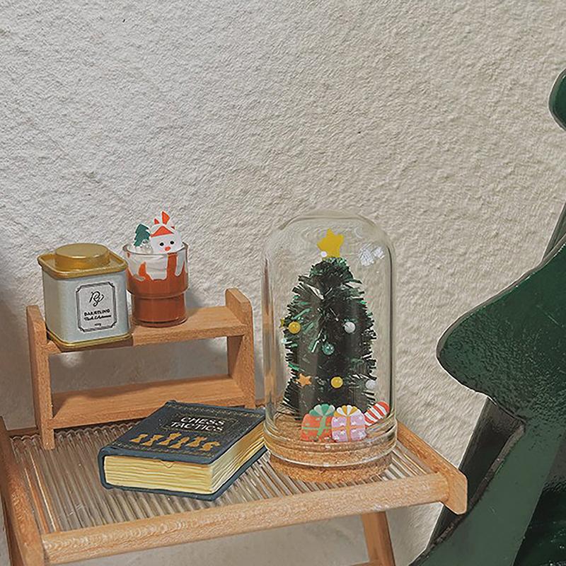 1:12 Dollhouse Miniature Glass Christmas Tree Glass Decoration Doll Christmas Bottle Model Toy Doll House Decor