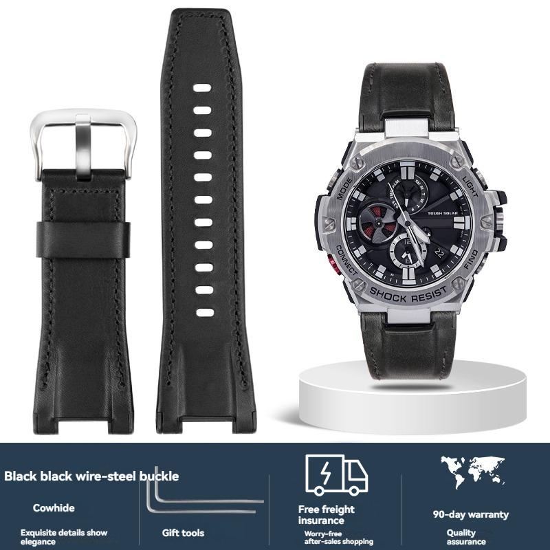 Italian Cowhide Leather & Nylon Strap for Casio G-SHOCK GST-S130 S110 S120 W 130LB 100 W300, Men's GSR-B100 Replacement Band