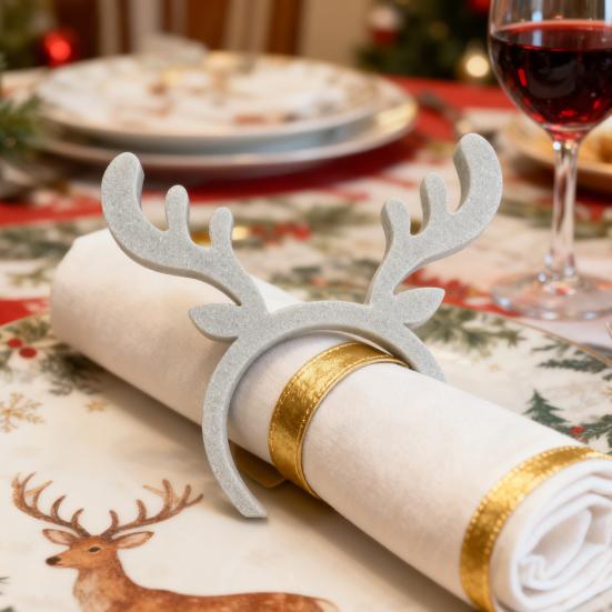 Yousheng Reindeer Napkin Ring Christmas Napkin Holder 3D Printed Antler Napkin Ring for Holiday Parties Xmas Dinner Wedding Decor
