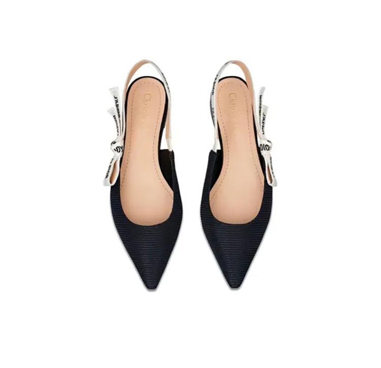 2024 Women's Spring/Summer Pointed Toe Slingback Flats with Bow Detail