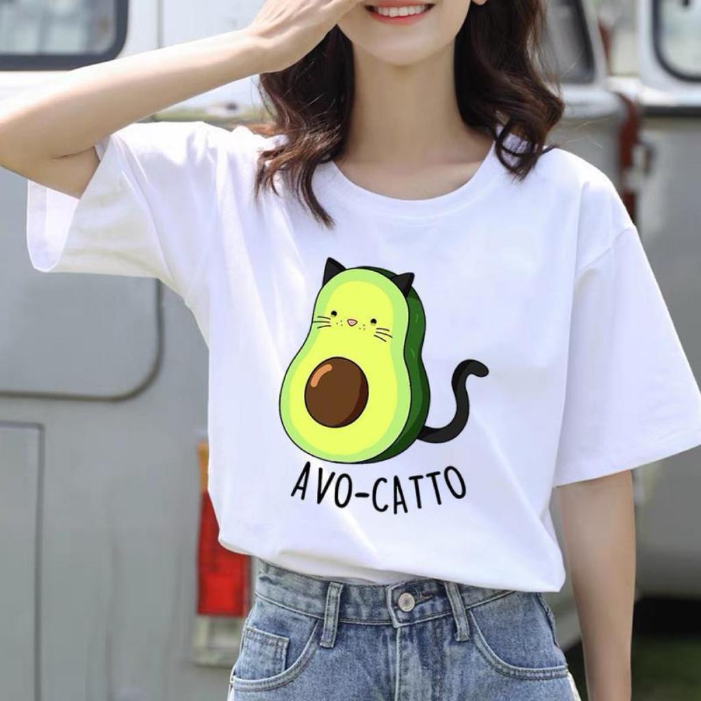 Lovely Sweet Avocado Tee Top Fashion T Shirt Clothing Style Trend Casual Short Sleeve Women Print Lady Female Graphic T-shirt
