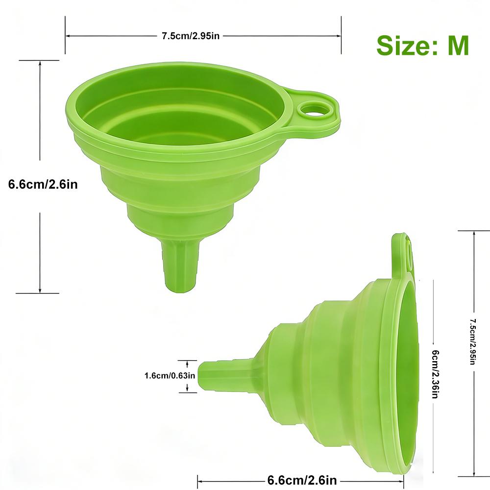 S/M/L Kitchen Silicone Collapsible Funnel Set of 3 Foldable-Cooking for Filling Bottles Perfume Capsules Fry Oil Filter