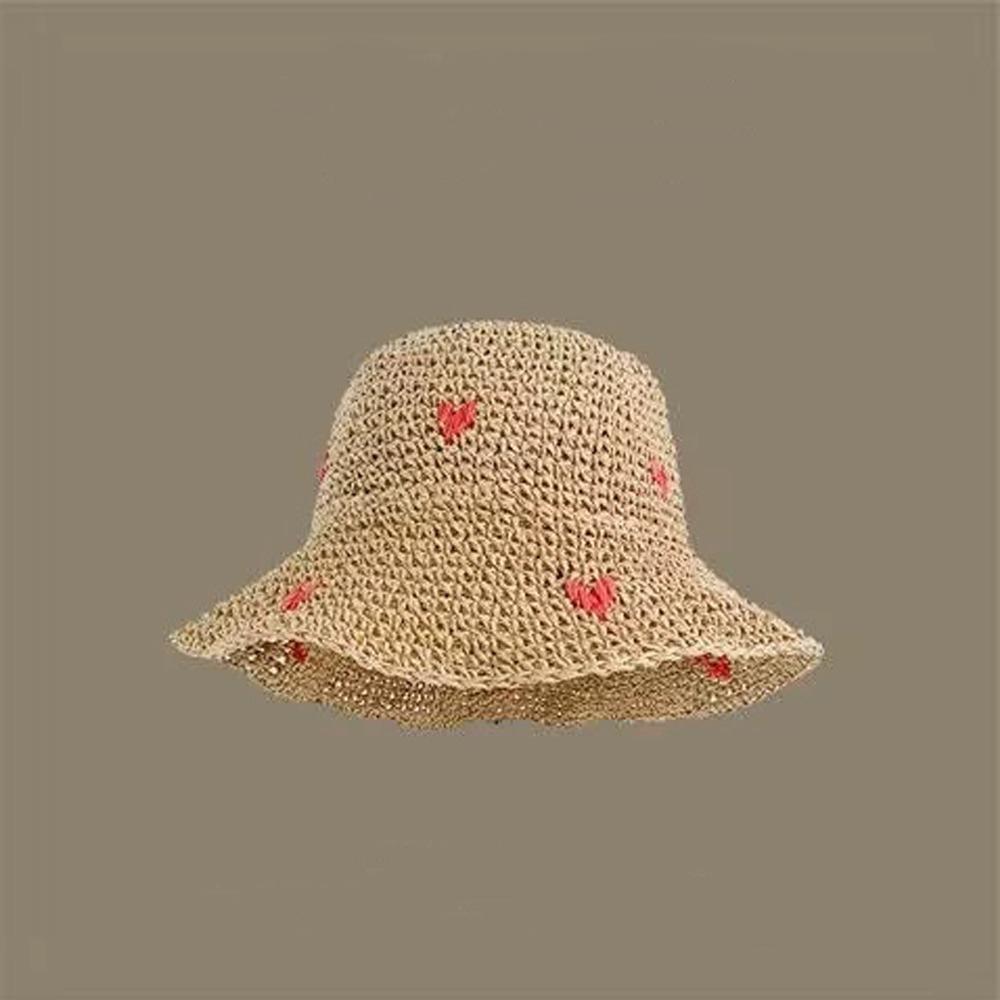 Fashion Red Love Crochet Women Sun Hat Sun Protection Foldable Fisherman Hat Breathable Beach Hat Summer хаки