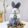 Cute Bowknot Plush Rabbit Backpack Realistic Long Fur Bunny Doll Cartoon Stuffed Animal Bag