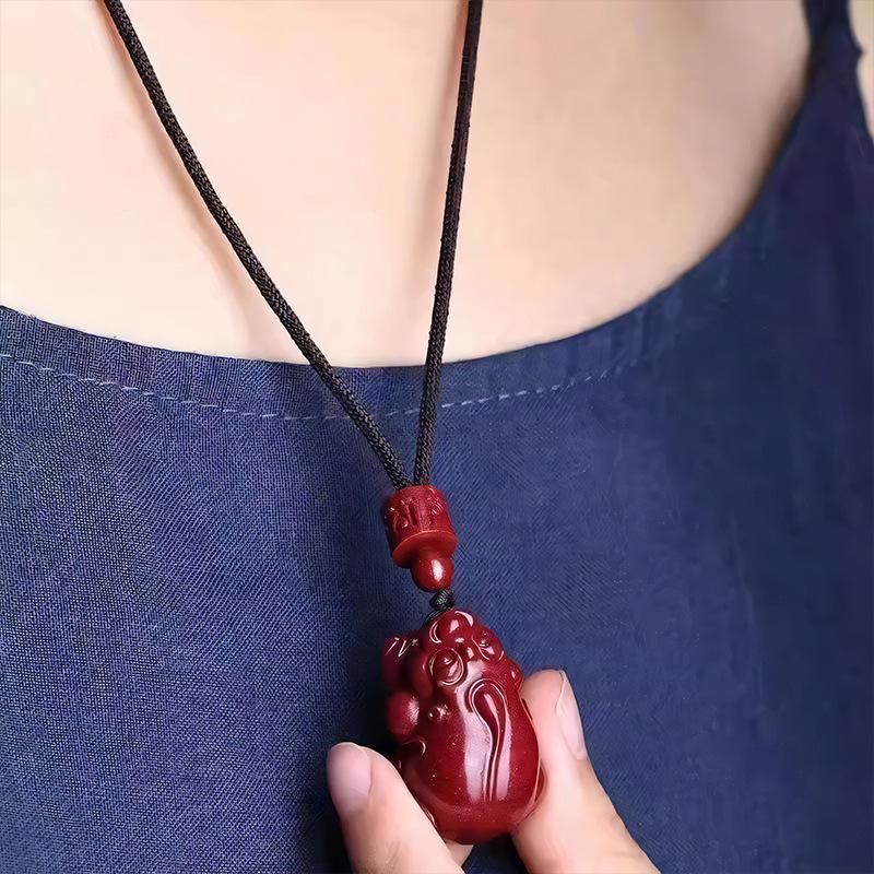 Original Cinnabar Purple Gold Sand Pixiu Pendant Necklace for Men and Women