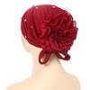 1Pc Muslim Headwear Nail Drill Fashion Pullover Cap Elasticity Women Turban Hat Chiffon Hat