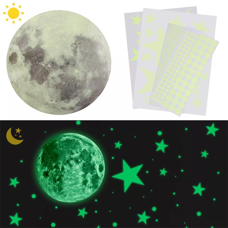435Pcs/Set Luminous Moon Star Wall Sticker For Kids Bedroom Ceiling Home Decoration Diy Decal Glow In The Dark Wallpaper Mural