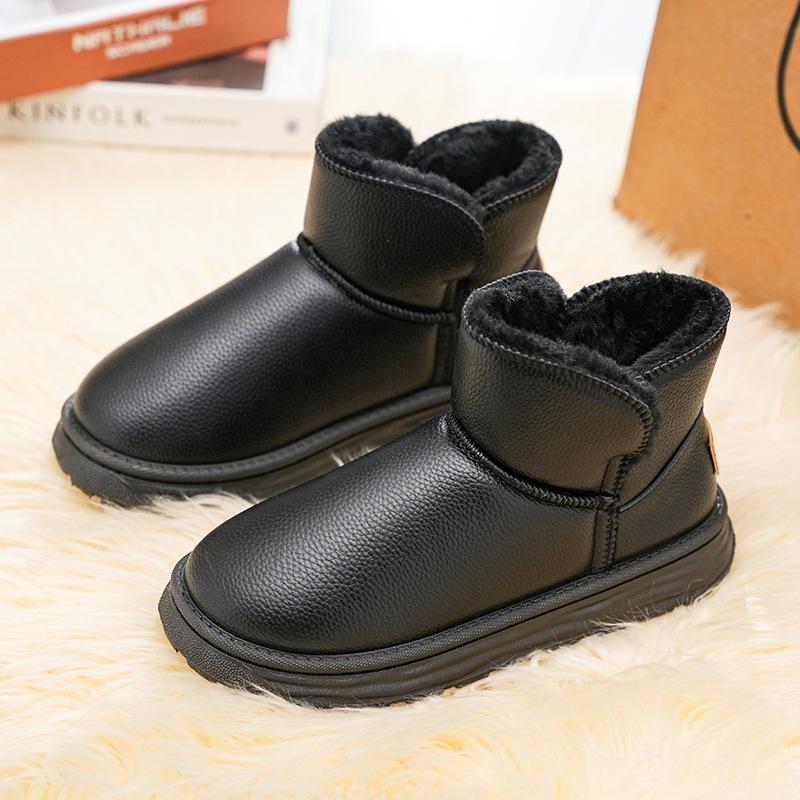 Schneestiefel Baumwollschuhe halten warm Winter neu wasserdicht Samt verdickt dicke Sohle Lederoberfläche rutschfest Baumwolle feuchtigkeitsableitende Schuhe