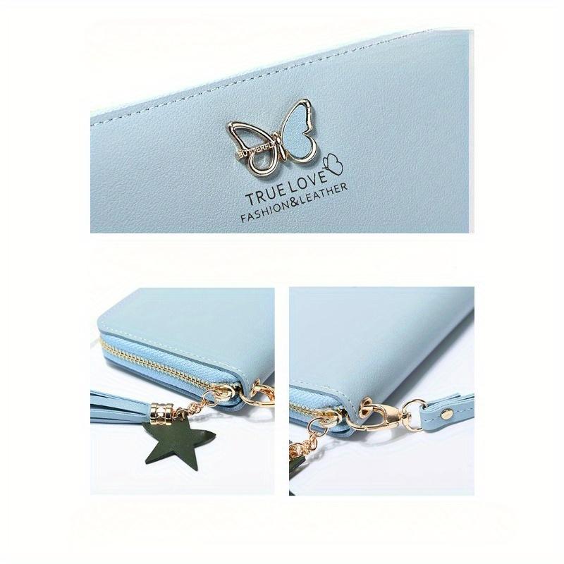 Schmetterling Lang Großes Fassungsvermögen Einzelner Reißverschluss Multifunktional Mode Koreanischer Stil Geldbörse mit Mehreren Kartenfächern Kunstleder Münzbörse Handtasche