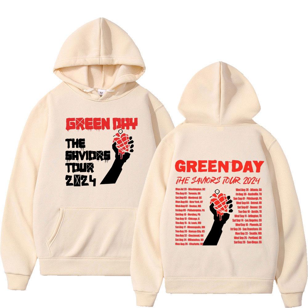 

Худи с принтом Green Day Bands The Saviors Tour Мужской Женский Модный Панк-рок Толстовка с капюшоном Высококачественный Флисовый Пуловер S