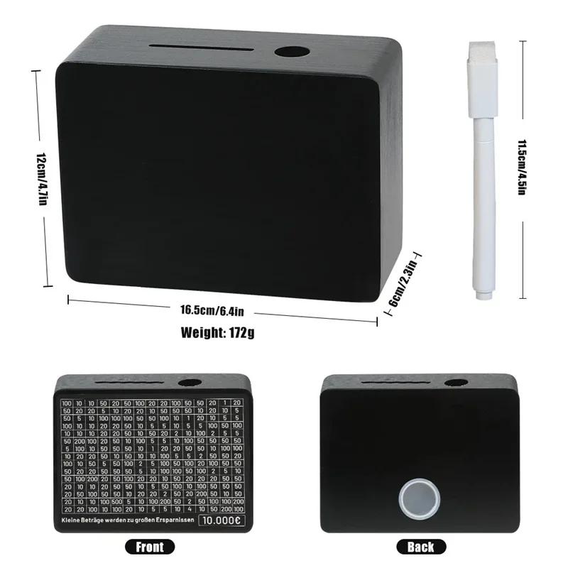 

Черная деревянная копилка со счетчиком, копилка для сбережений, копилка с целями экономии бумаги и цифрами для экономии евро