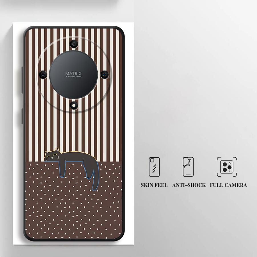 

Чехол для телефона Funda для Honor Magic5Lite 8X X7 X5b X6 X8 200 400 Lite 70 X9a 90 Мультяшная Клетка Кошка Honor X9a