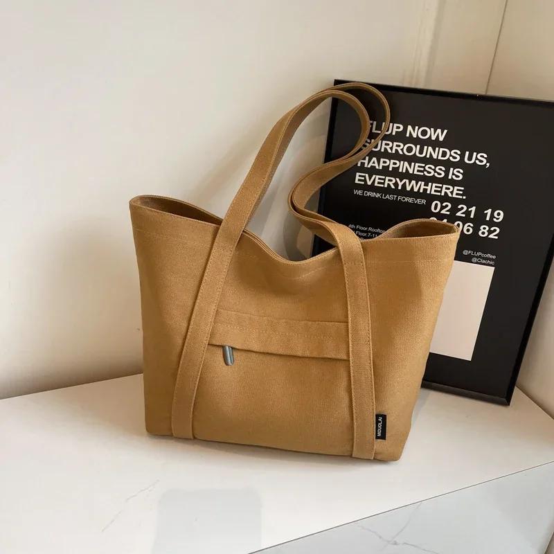 Large Capacity Women's Bag Simple Canvas Shoulder Bag Casual Shoulder Bag